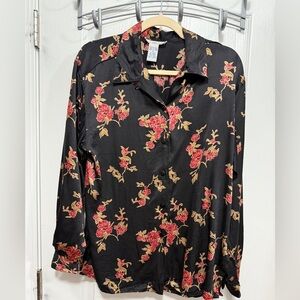 Vintage Anna & Frank 100% Pure Silk Button Down Blouse Floral Women’s M Romantic